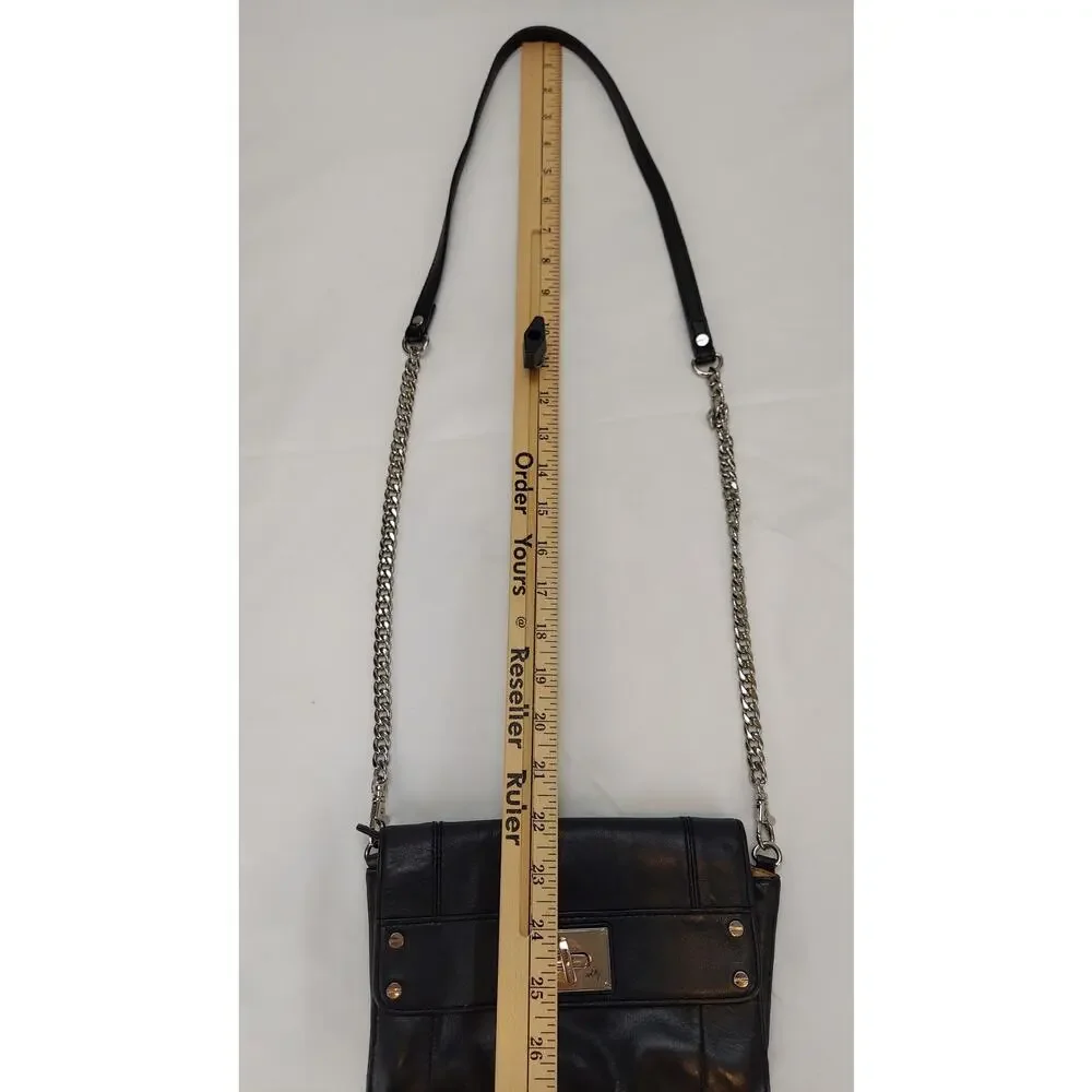 Milly Leather Small Crossbody Bag Shoulder Purse Silver Chain Strap